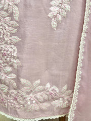 Tissue Linen Unstitched Suit Set With Applique Work