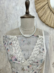 Printed Jamdani Linen Unstitched Suit Set