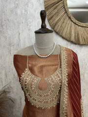 Tissue Unstitched Suit with Potli