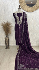 Midnight Noor Velvet Unstitched Suit