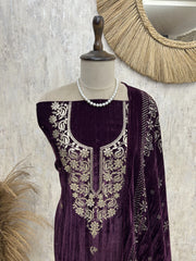 Midnight Noor Velvet Unstitched Suit