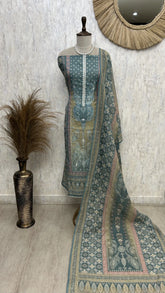 Bandhani Linen Unstitched Suit Set