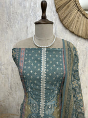 Bandhani Linen Unstitched Suit Set