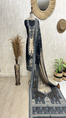 Midnight heritage silk unstitched suit