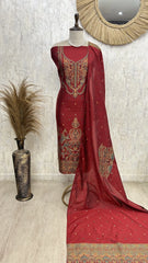 Cotton Silk Unstitched Suit with Jamdani weaving