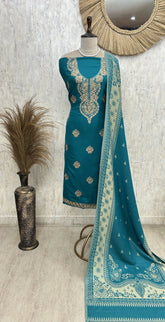 Cashmere wool Unstitched Suit with Aari work