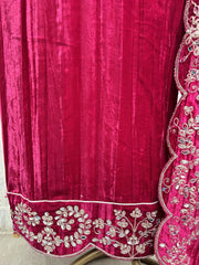 Velvet Unstitched suit with Mirror & Zari Work