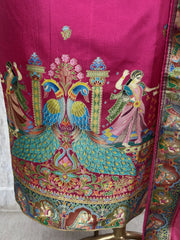 Fine Silk Unstitched Suit with Folk Motifs