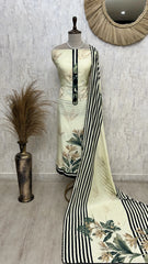 Printed Muslin Unstitched Suit Set With Necktie Design