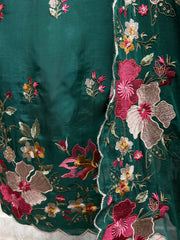 Thread Embroidered Opada Silk Unstitched Suit Set (Dark)