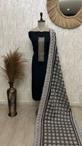 Modal Unstitched Suit Set With Organza Dupatta