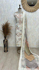 Muslin Unstitched Suit Set Featuring Weaving