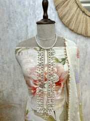 Muslin Unstitched Suit Set Featuring Weaving