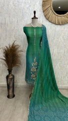 Crush Tissue Unstitched Suit Set With Ombre Effect