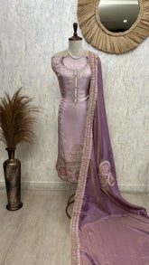 Tissue Unstitched Suit Set Featuring Tissue Dupatta