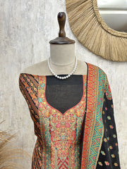 Vibrant Ethnic Weave Unstiched Suit