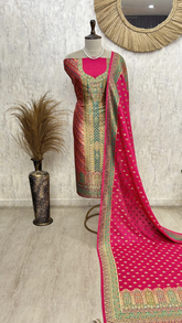 Vibrant Ethnic Weave Unstiched Suit