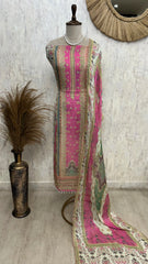 Multi-Colored Organza Unstitched Suit Set