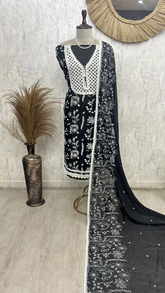 Midnight Lace Charm Unstitched Suit