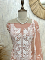 Mul Chanderi Embroidered Unstitched Suit Set