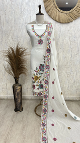Soft Blossom Embroidery Unstitched Suit