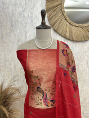 Peacock Grace Drape Unstitched Suit