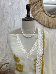 Elegant Lace Bloom Unstitched Suit