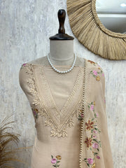 Elegant Floral Drape Unstitched Suit