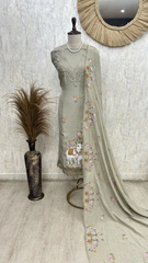 Elegant Floral Drape Unstitched Suit