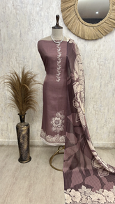 Rosewood Bloom Ensemble Unstitched Suit