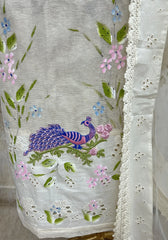 Floral Peacock Embroidery Unstitched Suit