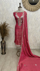 Tissue Unstitched Suit Set With Mirror Work