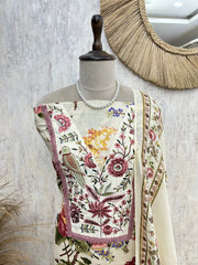 Pastel Blossom Charm Unstitched Suit