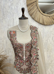 Blush Floral Elegance Unstitched Suit