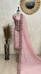 Blush Floral Elegance Unstitched Suit
