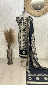 Chic Ethnic Lines Unstitched Suit
