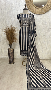 Bold Striped Elegance Unstitched Suit