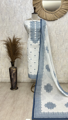 White Flower Unstiched Suit