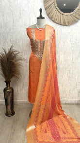 Organza Unstitched Suit Set With Organza Dupatta