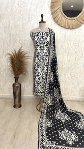 Printed Muslin Unstitched Suit Set With Detailing Of Pearl Work