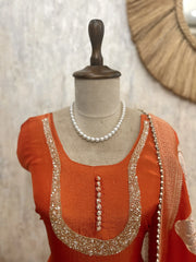 Tissue Unstitched Suit Set With Silk Dupatta And Sequence Work