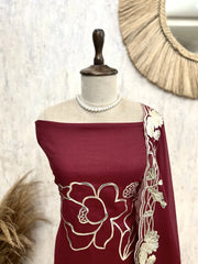 Mul Chanderi Unstitched Suit Set With Mul Chanderi Dupatta