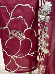 Mul Chanderi Unstitched Suit Set With Mul Chanderi Dupatta