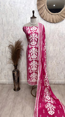 Muslin Unstitched Suit Set With Muslin Dupatta