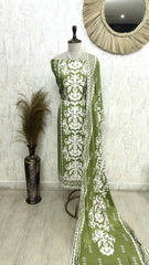 Muslin Unstitched Suit Set With Muslin Dupatta