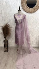 Glass Organza Unstitched Suit Set With Glass Organza Dupatta