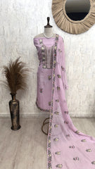 Unstitched Organza Suit Set Featuring Thread Embroidery