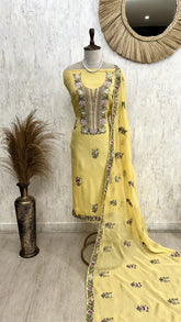 Unstitched Organza Suit Set Featuring Thread Embroidery