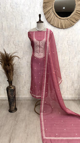 Linen Tissue Unstitched Suit Set With Linen Tissue Dupatta