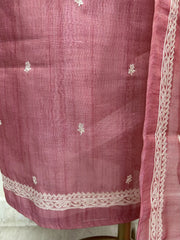 Linen Tissue Unstitched Suit Set With Linen Tissue Dupatta